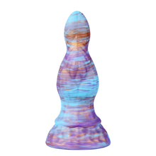 Dildo Astro Fantasy de 21 cm avec ventouse | Design de Bulbe Vibrant en Violet, Bleu et Or |.