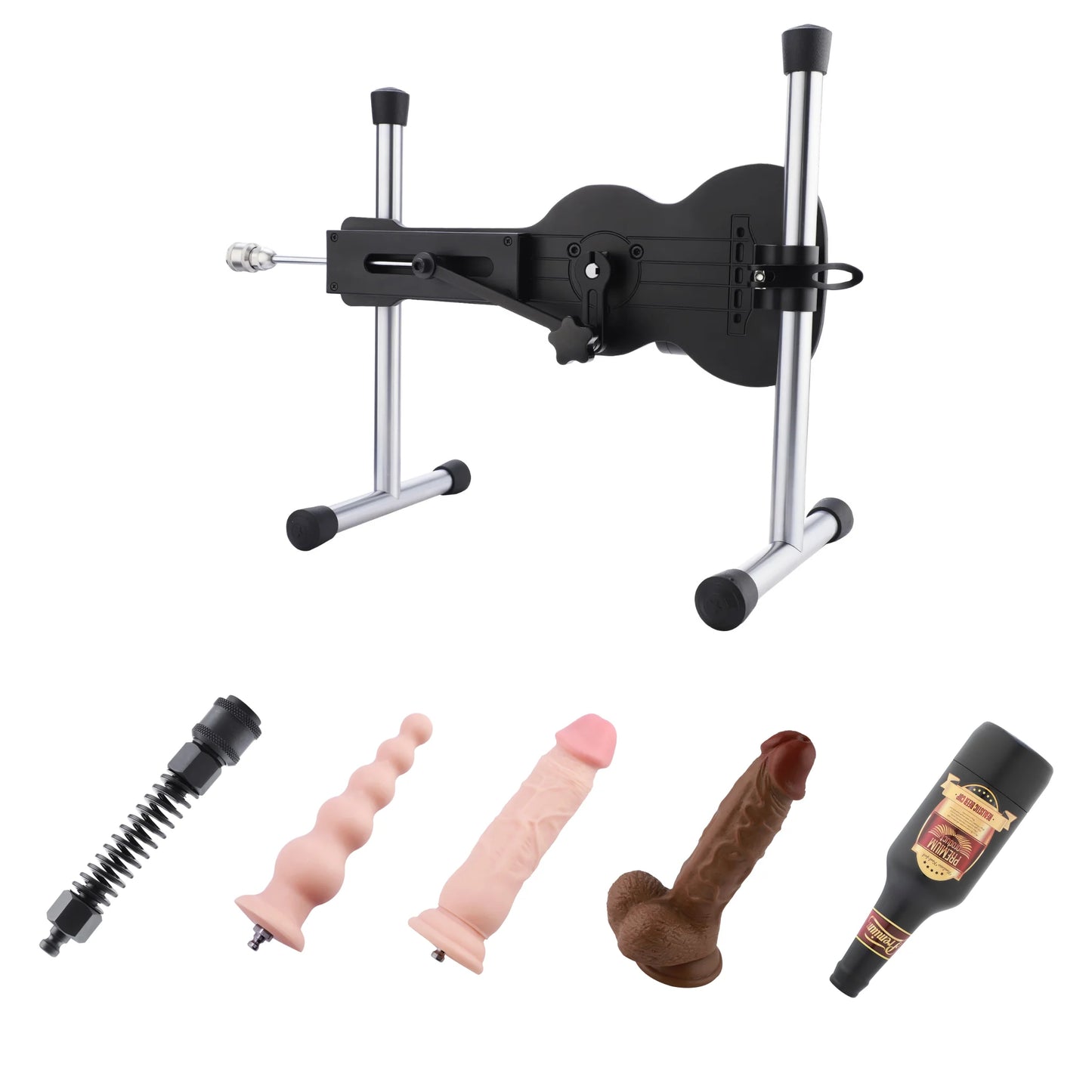 Sex Machine – 3 Dildos, Pocket Pussy & Adaptateur à Ressort, Sans Fil