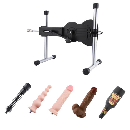 Sex Machine – 3 Dildos, Pocket Pussy & Adaptateur à Ressort, Sans Fil