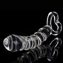 Dildo en verre de luxe avec poignée, longueur de 21 cm, structure en spirale et tête bulbée - Plaisir intense.