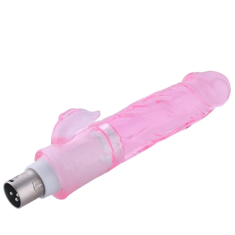 Dildo Rose avec Stimulation du Clitoris Connecteur 3XLR pour la Machine Sexuelle Auxfun Basic