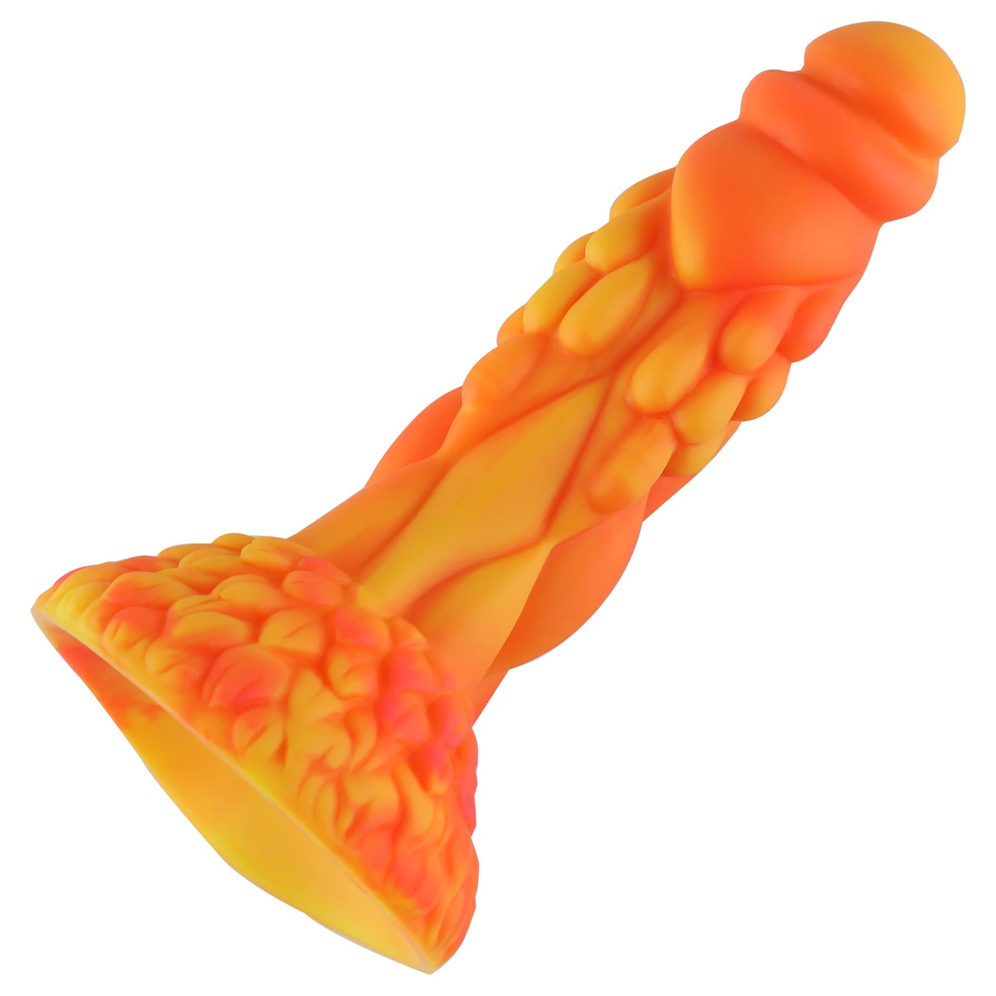 Wildolo Fantasy Ventouse Dildo Orange 21 cm - Dildo Orange Réaliste Vibrant pour les Mains Libres.