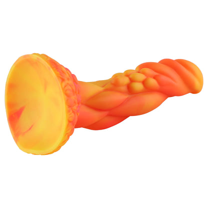 Wildolo Fantasy Ventouse Dildo Orange 21 cm - Dildo Orange Réaliste Vibrant pour les Mains Libres.