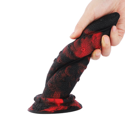 Dildo Monstre Fantaisie Avec Ventouse 21 cm Serpent Tressé - Jouet en Silicone Réaliste pour Intense.