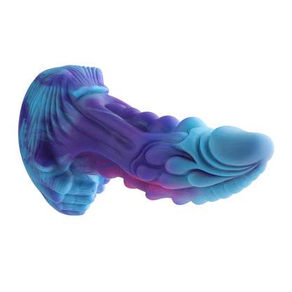 Dildo vibrant avec ventouse et application - 21 cm bleu | 10 Modes de Vibration, Texture Réaliste,